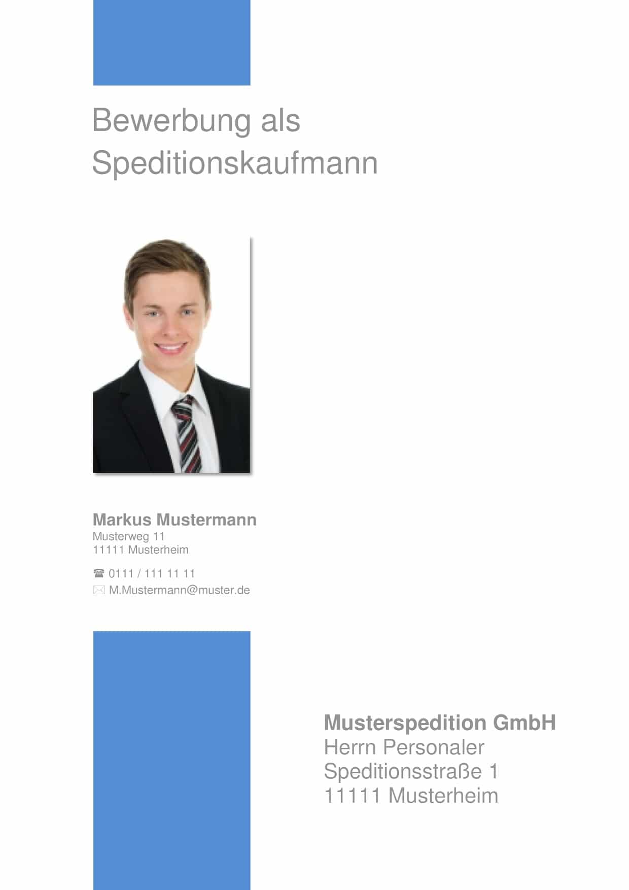 Deckblatt Bewerbung 17 - Kaufmann / Kauffrau oder Speditionskaufmann bzw. Bürokaufmann und Bürokauffrau
