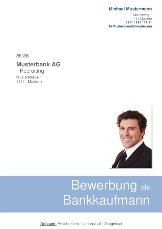 Deckblatt Vorlage Bewerbung - Bankkaufmann / Bankkauffrau / Versicherungskaufmann und -kauffrau