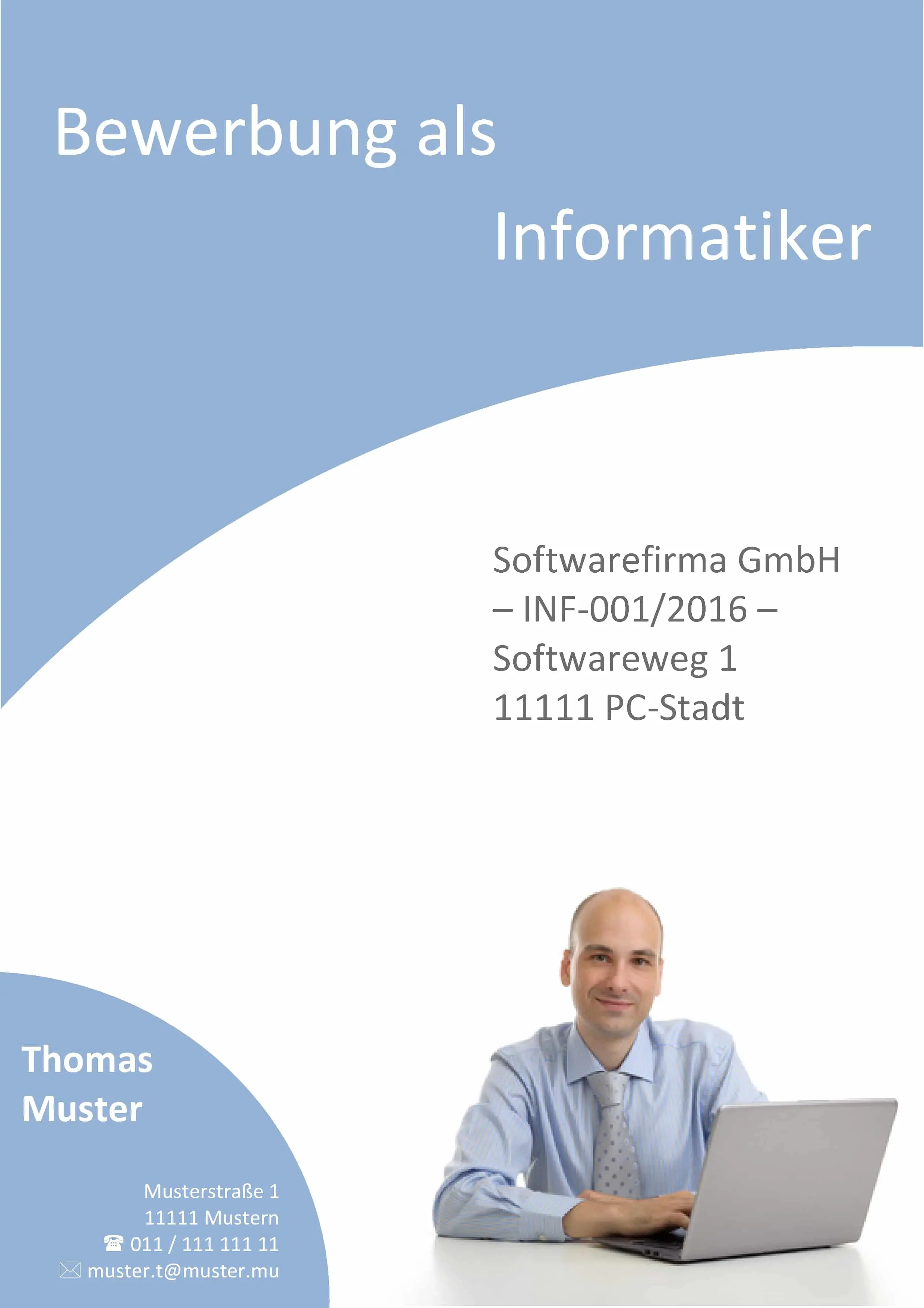 Download - Deckblatt Bewerbung - Muster für Informatiker und andere Arbeiter in IT-Berufen