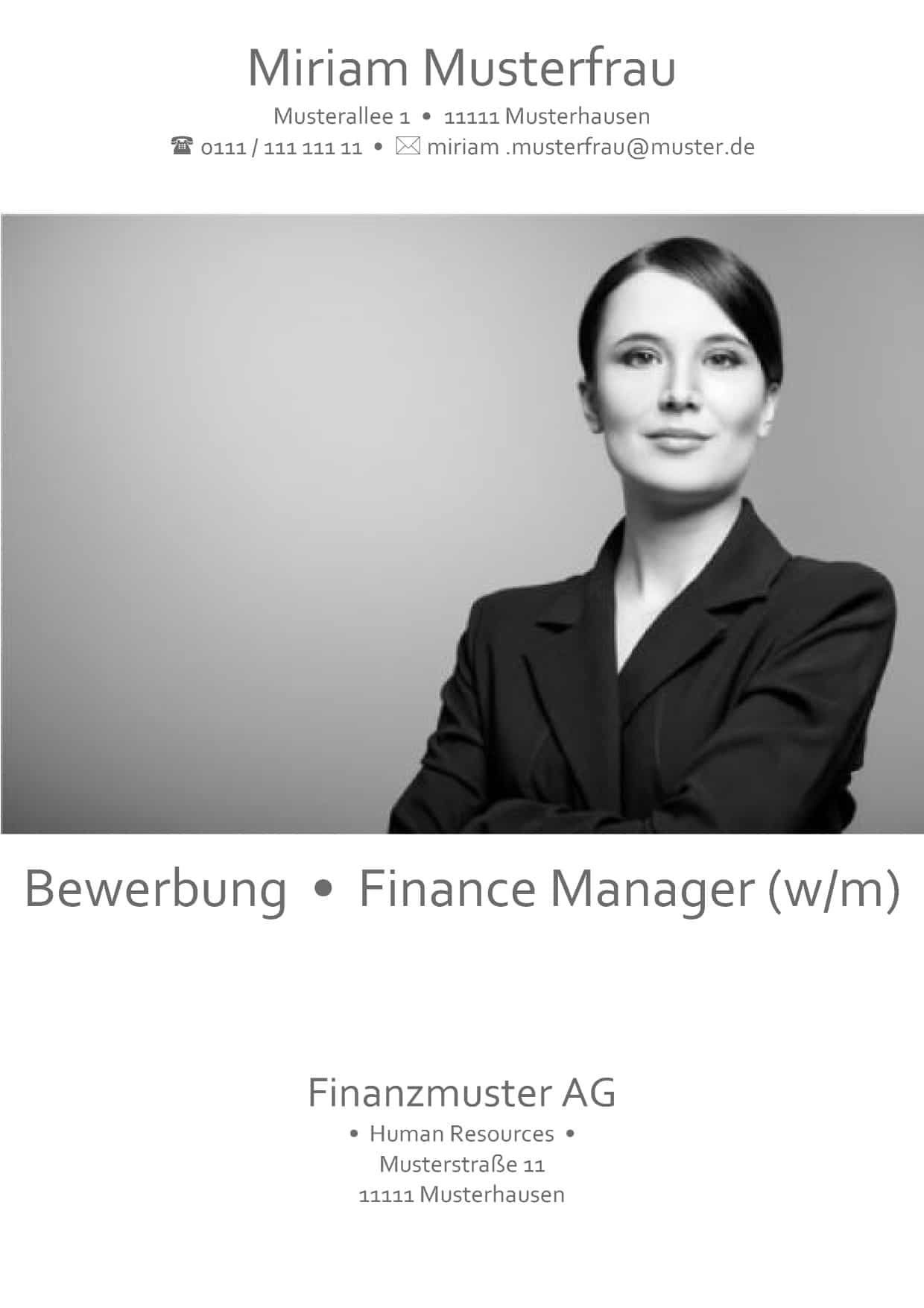 Deckblatt Bewerbung 44 - Finance Manager / Finanzen / Finance Management / Bankberaterin / Bankberater / Kundenservice / Finanzwirtin / Finanzwirt
