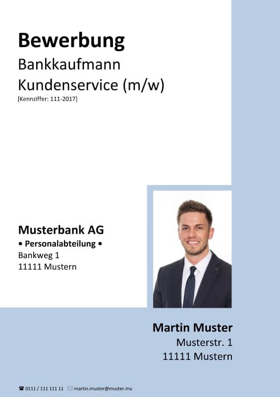 Deckblatt Bewerbung - kostenloser Download - OpenOffice .odt - Bankkaufmann / Bankkkauffrau / Finanzwirt / Vertriebsmitarbeiter / Kundenservice-Mitarbeiter.