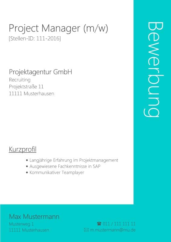 Kostenloser Download Deckblatt ohne Foto - OpenOffice (.odt) - Projektmanager / Produktmanager / Akademiker / Bachelor / Master / Diplom.